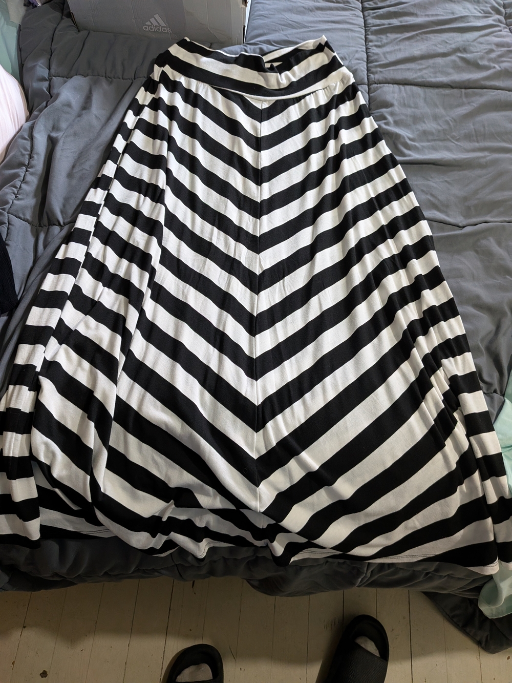 AGB Black and White Diagonal Stripe Maxi Skirt